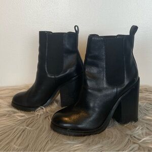 Windsor Smith Nikita Women's Heeled Leather Boots Size 8 Ankle Pull On Black